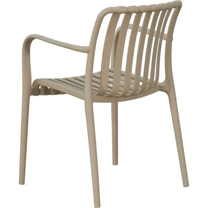 Solaria Juego de 4 Sillas de Jardín Apilables en Polipropileno Reforzado - 55x58x81 cm - Color Beige