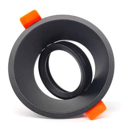 F-Line - Aro Halógeno Empotrable Basculante Profundo GU10, Redondo Negro, Ø90 x 42 mm, Incluye Portalámparas, Corte Ø85 mm, IP20