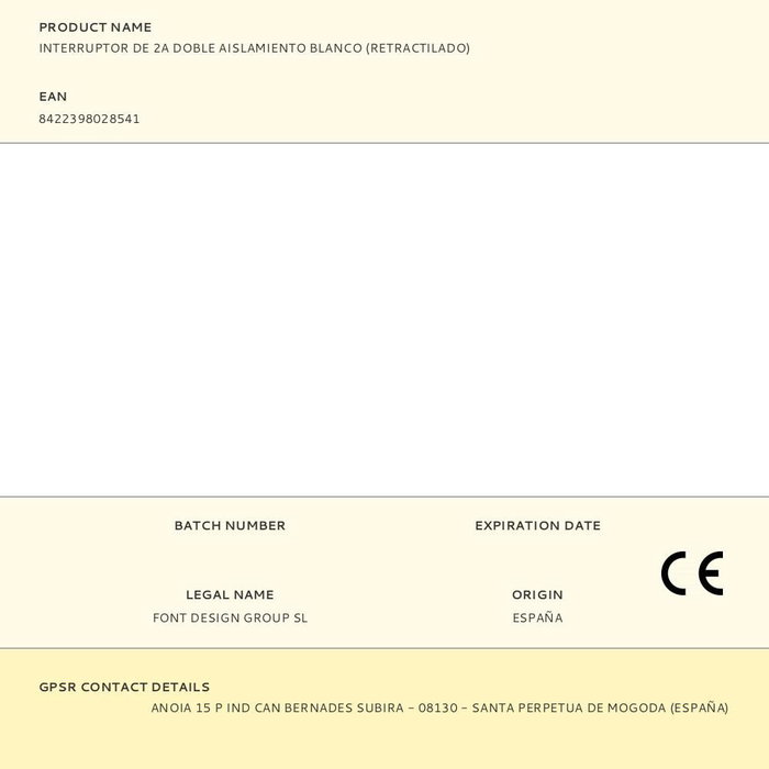 BF Interruptor Doble Aislamiento 2A Blanco Retractilado