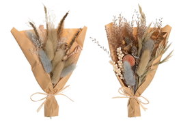 DKD Home Decor Ramo de Flores Secas Surtido Beige y Blanco