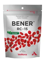 Vetnova Bener RC-15 30 Chews - Complemento Vitamínico-Mineral para Perros y Gatos con Hierro, Cobre, Vitaminas B y K, para Déficit de Hierro, Inapetencia y Recuperación