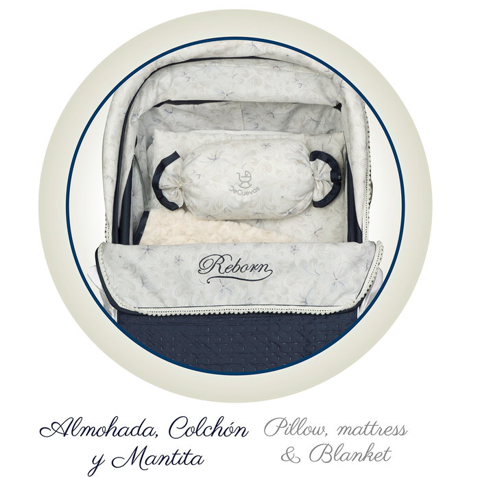 Decuevas Coche Reborn Plegable con Sombrilla Vintage para Niños 40x90x90 cm, Metal y Poliéster