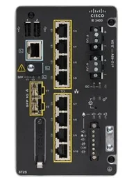 Cisco Catalyst IE3400 Switch Industrial Gestionado L2, 8 Puertos Gigabit Ethernet (10/100/1000), 2 SFP, Montaje en Rack, Negro