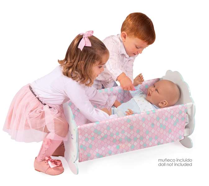 Decuevas Cuna Balancin de Madera para Muñecas de hasta 48 cm