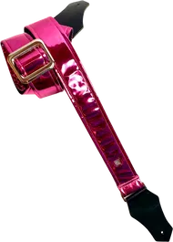 GETM Correa Guitarra/Bajo Mirror Reflective Fuchsia Ajustable 165cm Nylon Piel Vinilo