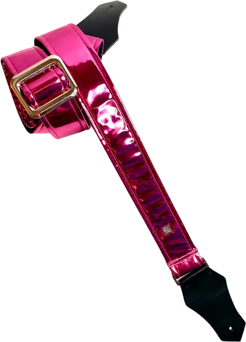 GETM Correa Guitarra/Bajo Mirror Reflective Fuchsia Ajustable 165cm Nylon Piel Vinilo
