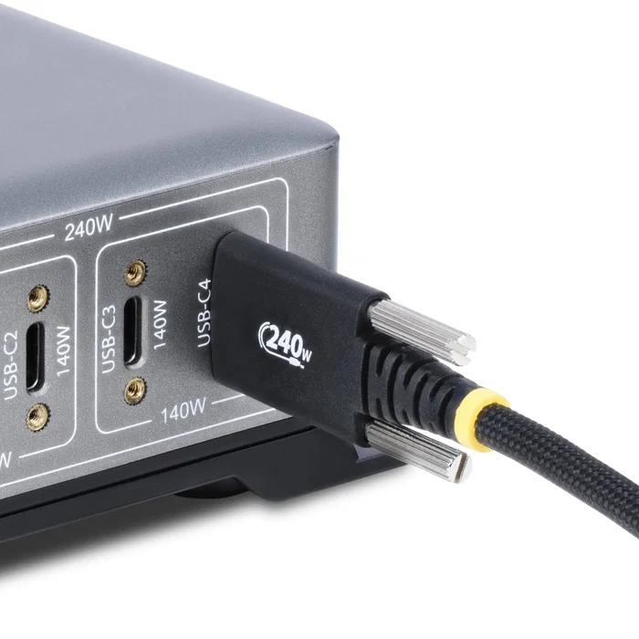 Startech S2CEPR3M-USBSL-CABLE Cable USB-C de Carga 240W PD 3.1 EPR 5A 3 Metros con Tornillos de Bloqueo Lateral - Negro