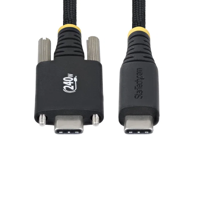 Startech S2CEPR3M-USBSL-CABLE Cable USB-C de Carga 240W PD 3.1 EPR 5A 3 Metros con Tornillos de Bloqueo Lateral - Negro