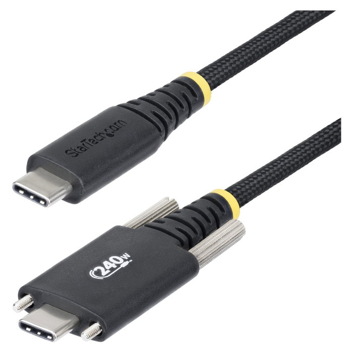 StarTech.com Cable USB-C de Carga 240W PD EPR 5A 3m con Fijación por Tornillo, Nylon Trenzado, Certificado USB-IF, para Laptop StarTech.com Cable USB-C de Carga 240W PD EPR 5A 3m con Fijación por Tornillo, Nylon Trenzado, Certificado USB-IF, para Laptop