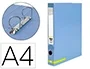 Liderpapel Carpeta de 2 Anillas 25 mm A4 Forrada Celeste con Ollao y Tarjetero
