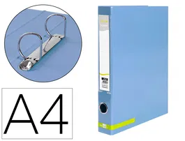 Liderpapel Carpeta de 2 Anillas 25 mm A4 Forrada Celeste con Ollao y Tarjetero