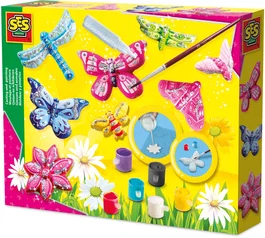 Ses Creative SES01131 Moldear y Pintar Mariposa y Purpurina - Molde, 6 Pinturas, Pincel, Purpurina y Escayola