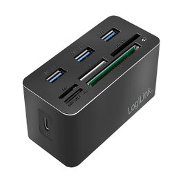 LogiLink Mini Docking USB 3.2 Gen1 con 8 puertos y USB-C, negro