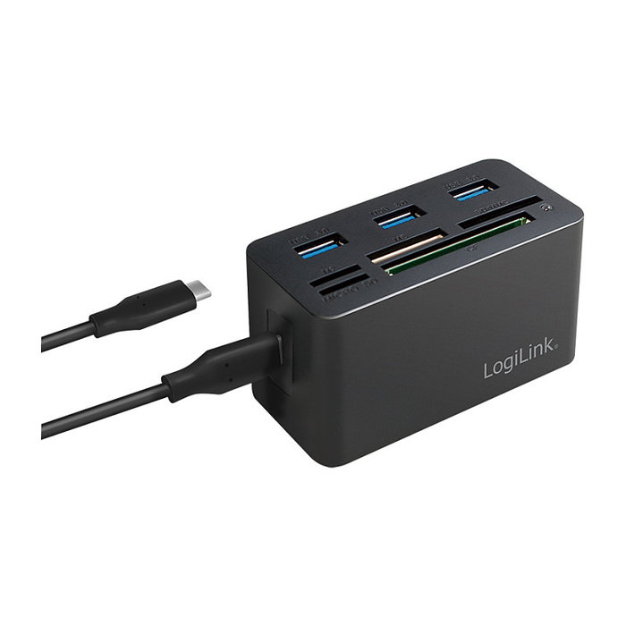 LogiLink Mini Docking USB 3.2 Gen1 con 8 puertos y USB-C, negro