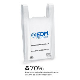 Edm Pack 90 Bolsas de Asas Plegada 29 x 60 cm 70% Plástico Reciclado