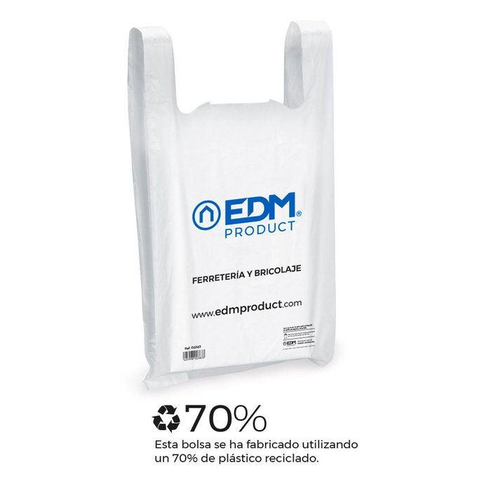 Edm Pack 90 Bolsas de Asas Plegada 29 x 60 cm 70% Plástico Reciclado Edm Pack 90 Bolsas de Asas Plegada 29 x 60 cm 70% Plástico Reciclado