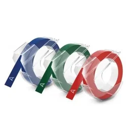 DYMO Cinta Tradicional 84775 - Negro, Azul, Rojo - 9 mm x 3 Metros - Blister de 3 Unidades