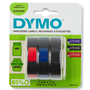 Dymo Cinta de Relieve 3D 9mm x 3m - Pack de 3 Colores (Azul, Negro, Rojo) Armonizado