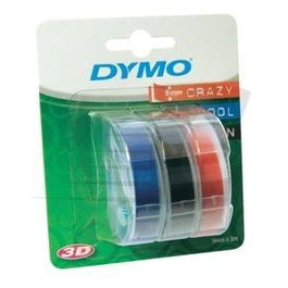 Dymo 84775 Cinta Tradicional 9 mm x 3 M Negro Azul Rojo, Blister 3 Unidades