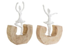 DKD Home Decor Figura Bailarina de Mango y Aluminio, Surtido de 2 Unidades