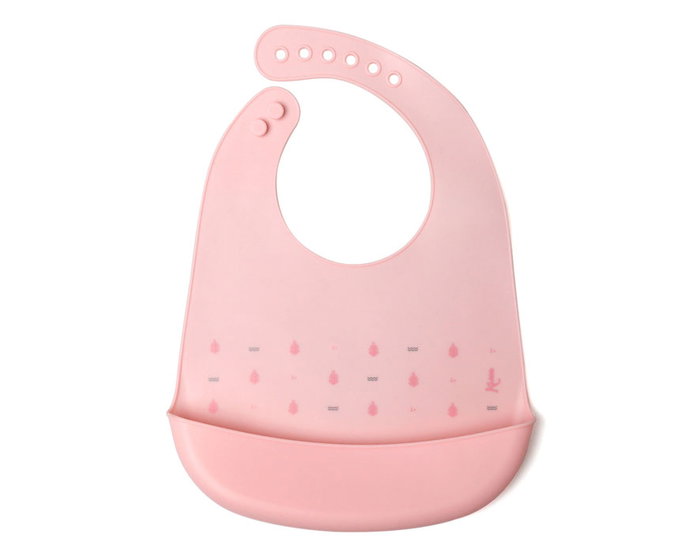 KioKids Babero Silicona Rosa con Bolsillo Recogemigas para Bebé +4 Meses Impermeable