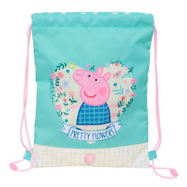 Bolsa Mochila con Cuerdas Peppa Pig Pretty flowers Amarillo Menta 26 x 34 x 1 cm