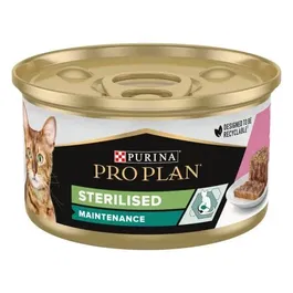 Purina Pro Plan Feline Esterilizado Lata 24x85 gr - Alimento Húmedo Completo para Gatos Adultos, Sabor Salmón y Atún