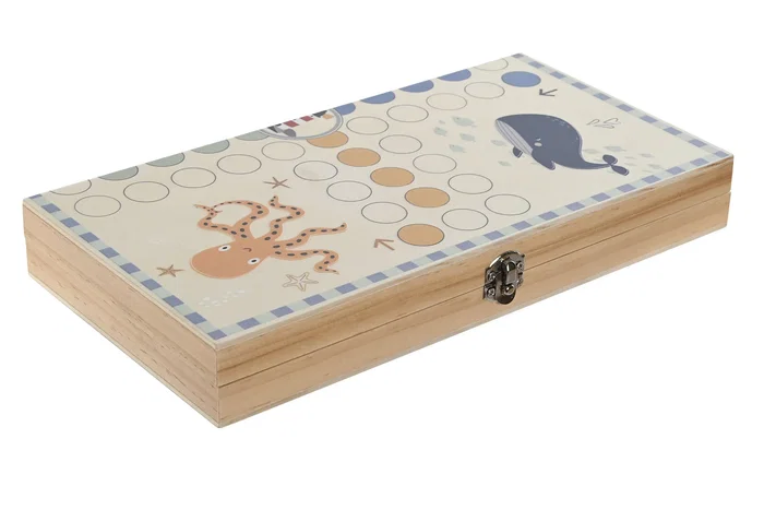 DKD Home Decor Set de Parchís de Madera de 18 Piezas
