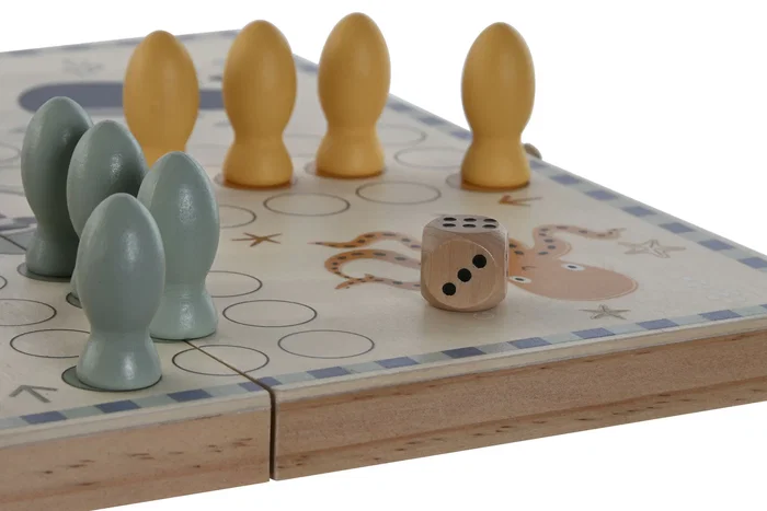 DKD Home Decor Set de Parchís de Madera de 18 Piezas