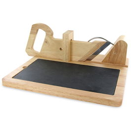 Totally Addict Cortador Embutido Con Tabla Bistrot Madera y Acero Inoxidable 29x28x11.5 cm