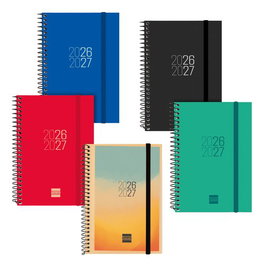 Finocam Agenda Escolar 2026-27 Espiral Tapa PP con Goma Surtido Pack de 9