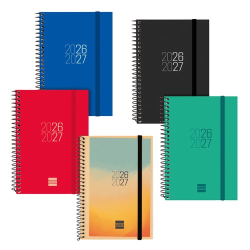 Finocam Agenda Escolar 2026-27 Espiral Tapa PP con Goma Surtido Pack de 9 Finocam Agenda Escolar 2026-27 Espiral Tapa PP con Goma Surtido Pack de 9