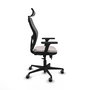 Silla de oficina Jorquera con mecanismo Sincro/Traslack tapizada con Similpiel color Blanco y malla color Gris. Equipada con lumbar 1D, Brazos 3D, Cabecero 2D y Ruedas 65 mm parqué