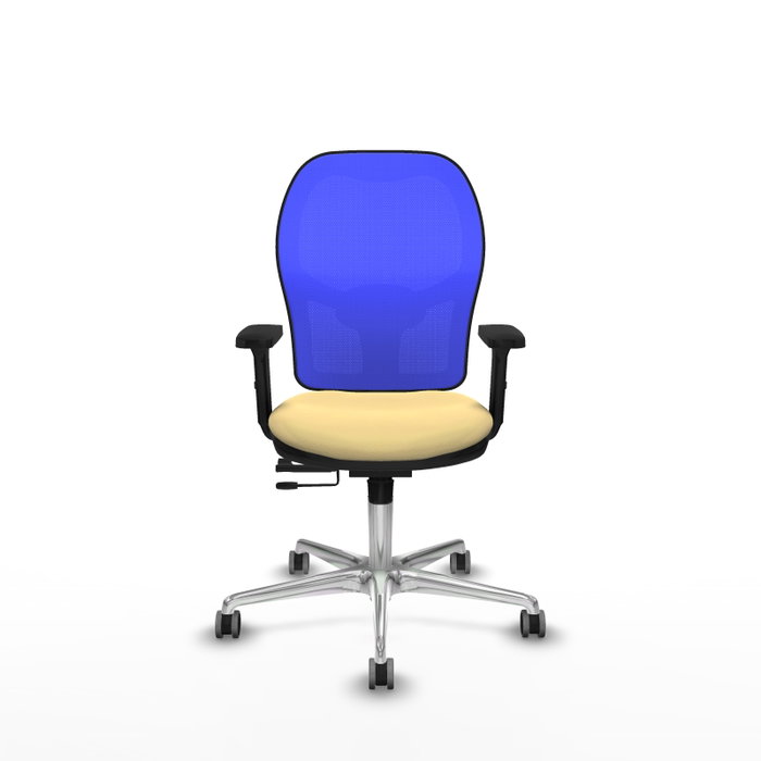 PIQUERAS Y CRESPO Silla de oficina Jorquera con mecanismo Sincro/Traslack, Similpiel Crema y Malla Azul
