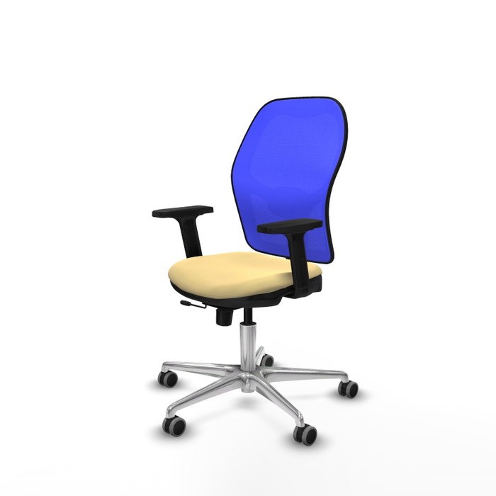 PIQUERAS Y CRESPO Silla de oficina Jorquera con mecanismo Sincro/Traslack, Similpiel Crema y Malla Azul