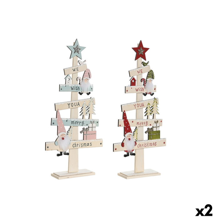 DKD Home Decor Árbol de Madera Surtido de 2 Unidades (Rojo y Rosa) 17,5x5x38 cm