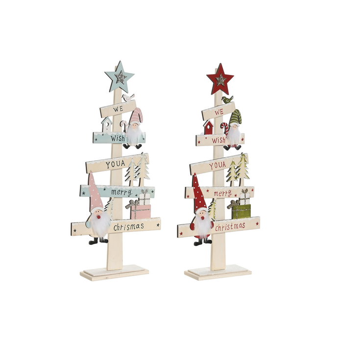 DKD Home Decor Árbol de Madera Surtido de 2 Unidades (Rojo y Rosa) 17,5x5x38 cm