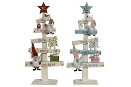DKD Home Decor Árbol de Madera Surtido de 2 Unidades (Rojo y Rosa) 17,5x5x38 cm
