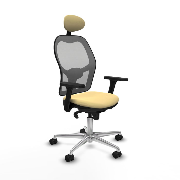 PIQUERAS Y CRESPO Silla de oficina Jorquera con mecanismo Sincro, Similpiel Crema y Malla Gris PIQUERAS Y CRESPO Silla de oficina Jorquera con mecanismo Sincro, Similpiel Crema y Malla Gris