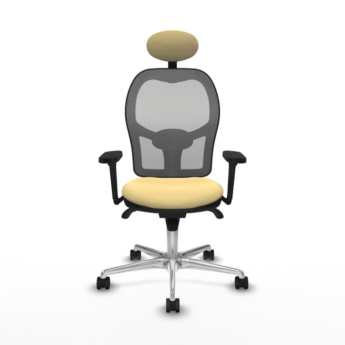 PIQUERAS Y CRESPO Silla de oficina Jorquera con mecanismo Sincro, Similpiel Crema y Malla Gris PIQUERAS Y CRESPO Silla de oficina Jorquera con mecanismo Sincro, Similpiel Crema y Malla Gris
