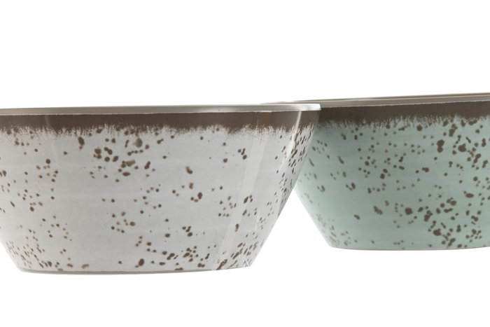 DKD Home Decor Cuencos de Melamina Surtidos Azul y Blanco, Pack de 12