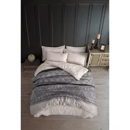 Juego de cama funda nórdica 220x240 cm + 2 fundas de almohada 60x60 cm Gris 65% algodón 35% poliéster ASI8683342640015