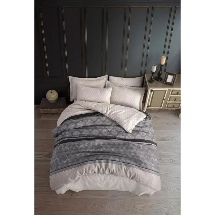 Juego de cama funda nórdica 220x240 cm + 2 fundas de almohada 60x60 cm Gris 65% algodón 35% poliéster ASI8683342640015 Juego de cama funda nórdica 220x240 cm + 2 fundas de almohada 60x60 cm Gris 65% algodón 35% poliéster ASI8683342640015