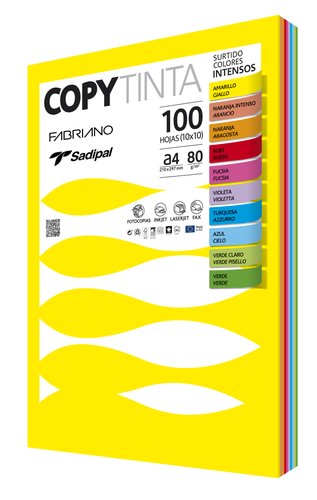 Sadipal Papel de Colores A4 80 g Paquete 100 Hojas Colores Surtidos Intensos Sadipal Papel de Colores A4 80 g Paquete 100 Hojas Colores Surtidos Intensos