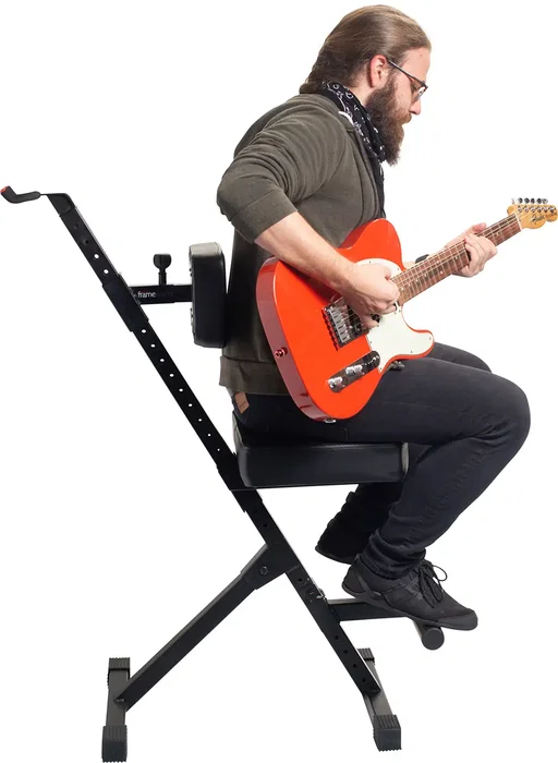 FRAMEWORKS Taburete Deluxe Ajustable Con Soporte Para Guitarra