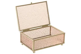 DKD Home Decor Joyero de Cristal y Metal Rosa