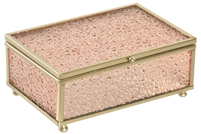 DKD Home Decor Joyero de Cristal y Metal Rosa DKD Home Decor Joyero de Cristal y Metal Rosa