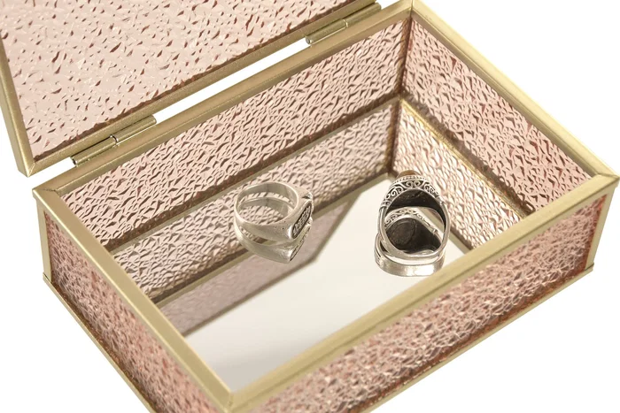 DKD Home Decor Joyero de Cristal y Metal Rosa DKD Home Decor Joyero de Cristal y Metal Rosa