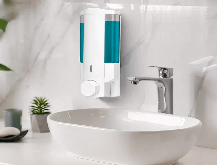 Q-connect Dispensador de jabón manual 350 ml blanco