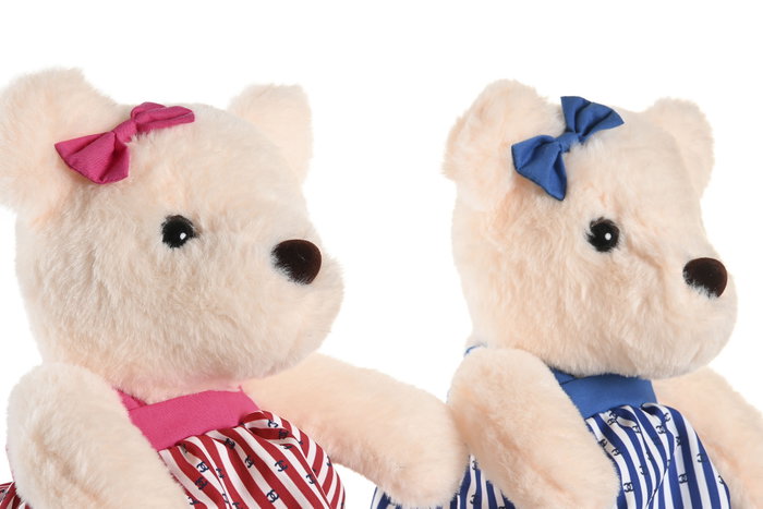 DKD Home Decor Peluche Oso Rosa Azul 13 x 30 x 13 cm (4 Unidades)